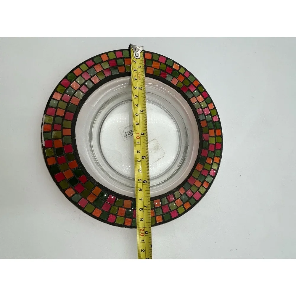 2012 Yankee Candle Mosaic Tile Shade and Plate Set‎ Holiday Colors